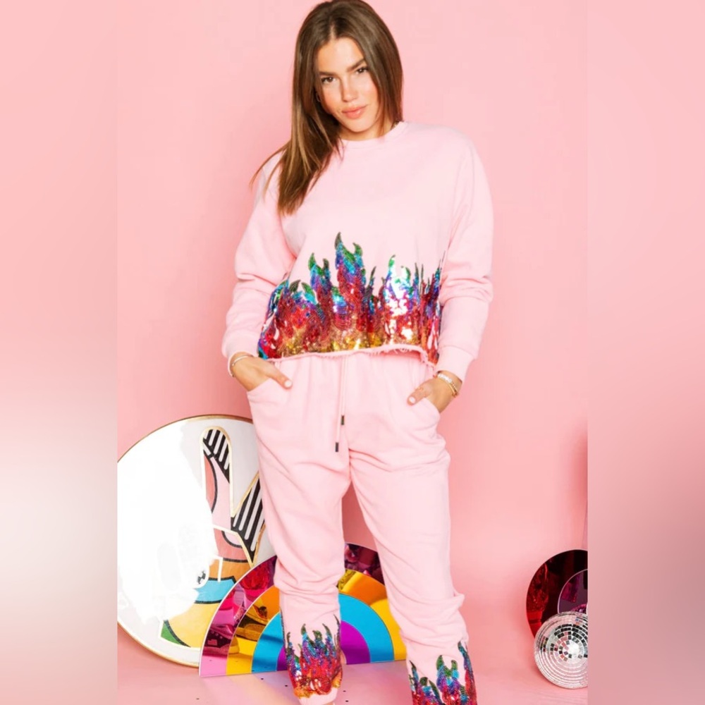 Queen of Sparkles Flame Sequin Joggers
